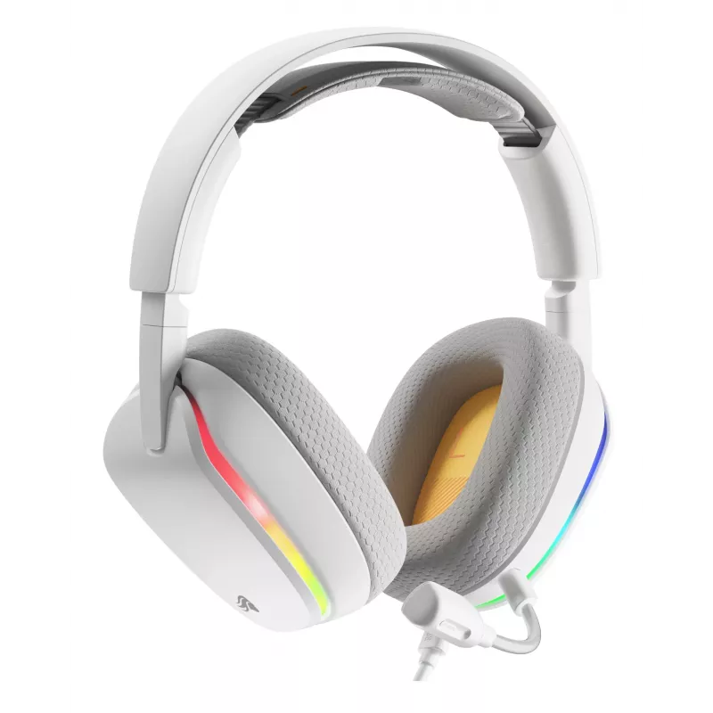 Glorious Gaming Glorious GHS Eternal - auriculares gaming estéreo RGB para PC, PS5, PS4, Switch - drivers angulares ajustados individualmente, micrófono extraíble ajustable y cristalino, USB-C - duraderos, comodidad para todo el día y la noche - blanco