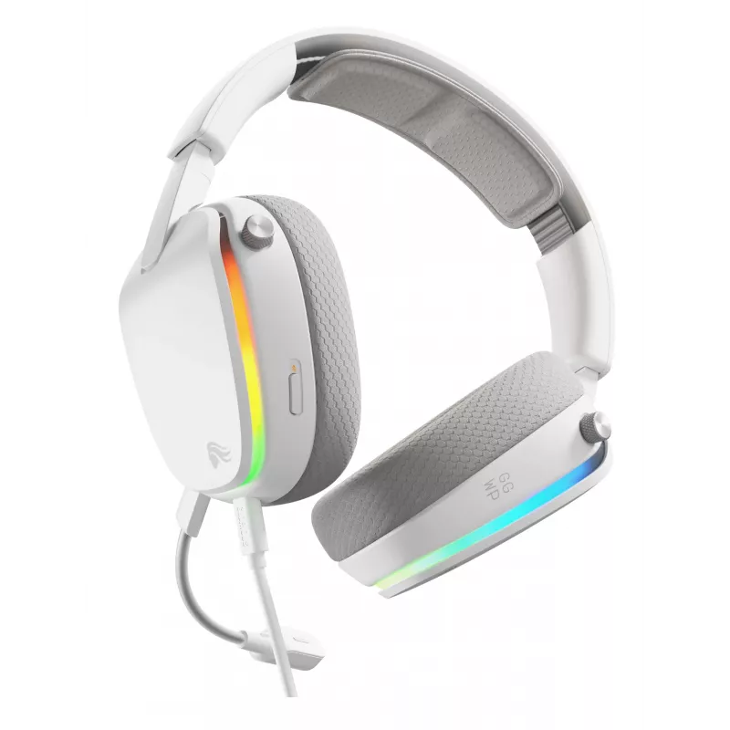 Glorious Gaming Glorious GHS Eternal - auriculares gaming estéreo RGB para PC, PS5, PS4, Switch - drivers angulares ajustados individualmente, micrófono extraíble ajustable y cristalino, USB-C - duraderos, comodidad para todo el día y la noche - blanco