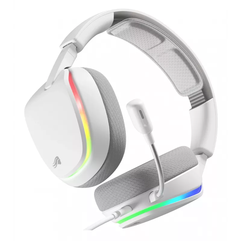 Glorious Gaming Glorious GHS Eternal - auriculares gaming estéreo RGB para PC, PS5, PS4, Switch - drivers angulares ajustados individualmente, micrófono extraíble ajustable y cristalino, USB-C - duraderos, comodidad para todo el día y la noche - blanco
