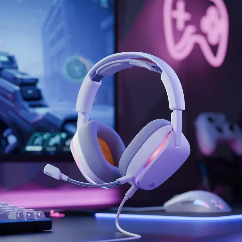 Glorious Gaming Glorious GHS Eternal - auriculares gaming estéreo RGB para PC, PS5, PS4, Switch - drivers angulares ajustados individualmente, micrófono extraíble ajustable y cristalino, USB-C - duraderos, comodidad para todo el día y la noche - blanco