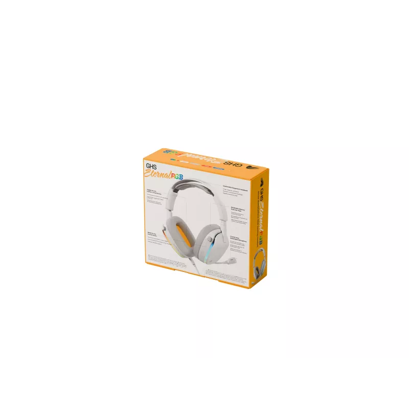 Glorious Gaming Glorious GHS Eternal - auriculares gaming estéreo RGB para PC, PS5, PS4, Switch - drivers angulares ajustados individualmente, micrófono extraíble ajustable y cristalino, USB-C - duraderos, comodidad para todo el día y la noche - blanco