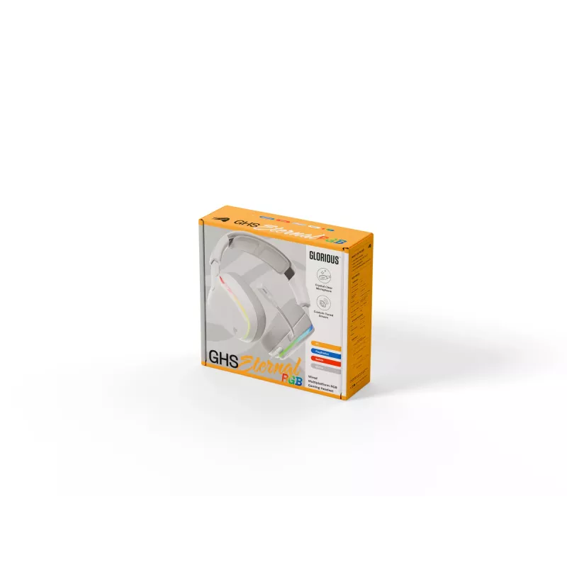 Glorious Gaming Glorious GHS Eternal - auriculares gaming estéreo RGB para PC, PS5, PS4, Switch - drivers angulares ajustados individualmente, micrófono extraíble ajustable y cristalino, USB-C - duraderos, comodidad para todo el día y la noche - blanco