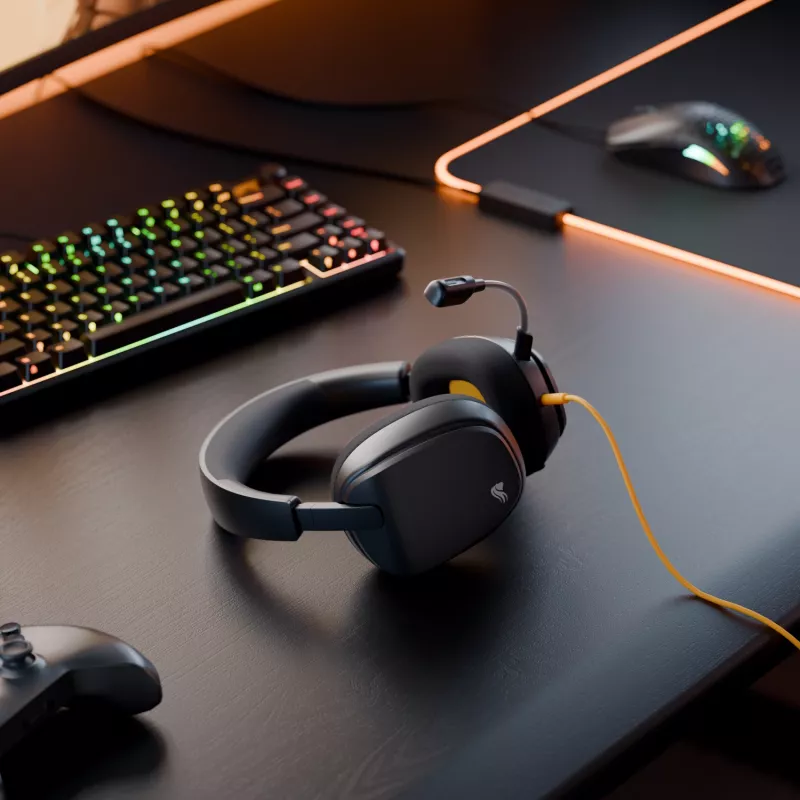Glorious Gaming Glorious GHS Eternal - auriculares gaming estéreo para PC, PS5, PS4, Xbox, Switch - drivers angulares ajustados específicamente, micrófono extraíble ajustable y cristalino, 3,5 mm - robustos, comodidad para todo el día y la noche - negro