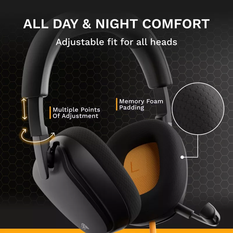 Glorious Gaming Glorious GHS Eternal - auriculares gaming estéreo para PC, PS5, PS4, Xbox, Switch - drivers angulares ajustados específicamente, micrófono extraíble ajustable y cristalino, 3,5 mm - robustos, comodidad para todo el día y la noche - negro