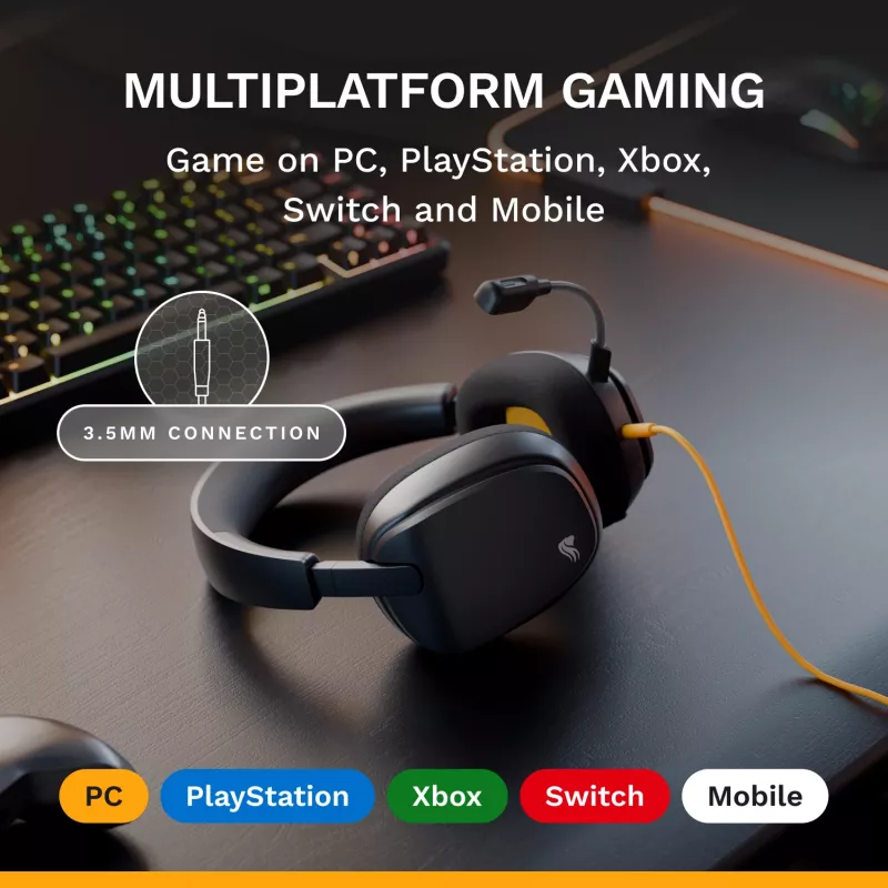 Glorious Gaming Glorious GHS Eternal - auriculares gaming estéreo para PC, PS5, PS4, Xbox, Switch - drivers angulares ajustados específicamente, micrófono extraíble ajustable y cristalino, 3,5 mm - robustos, comodidad para todo el día y la noche - negro