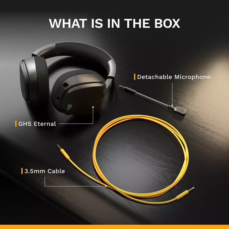 Glorious Gaming Glorious GHS Eternal - auriculares gaming estéreo para PC, PS5, PS4, Xbox, Switch - drivers angulares ajustados específicamente, micrófono extraíble ajustable y cristalino, 3,5 mm - robustos, comodidad para todo el día y la noche - negro
