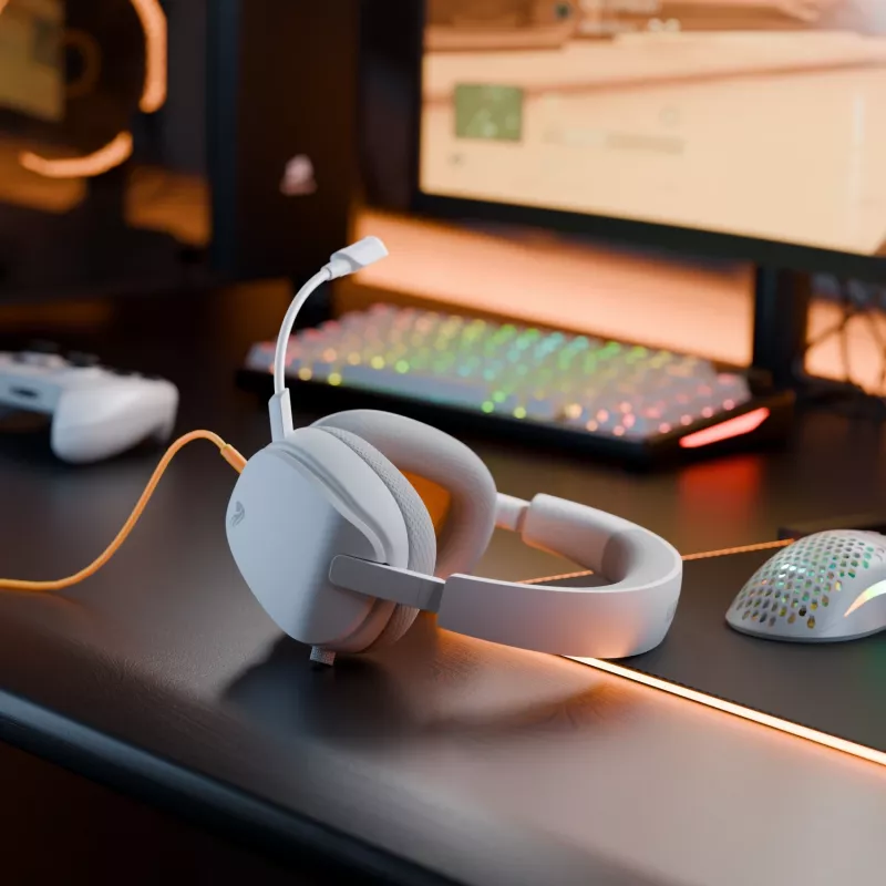 Glorious Gaming Glorious GHS Eternal - auriculares gaming estéreo para PC, PS5, PS4, Xbox, Switch - drivers angulares ajustados específicamente, micrófono extraíble ajustable y cristalino, 3,5 mm - duraderos, comodidad para todo el día y la noche - blanco