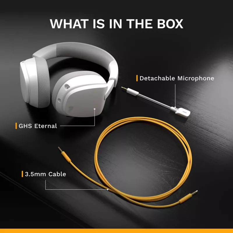 Glorious Gaming Glorious GHS Eternal - auriculares gaming estéreo para PC, PS5, PS4, Xbox, Switch - drivers angulares ajustados específicamente, micrófono extraíble ajustable y cristalino, 3,5 mm - duraderos, comodidad para todo el día y la noche - blanco