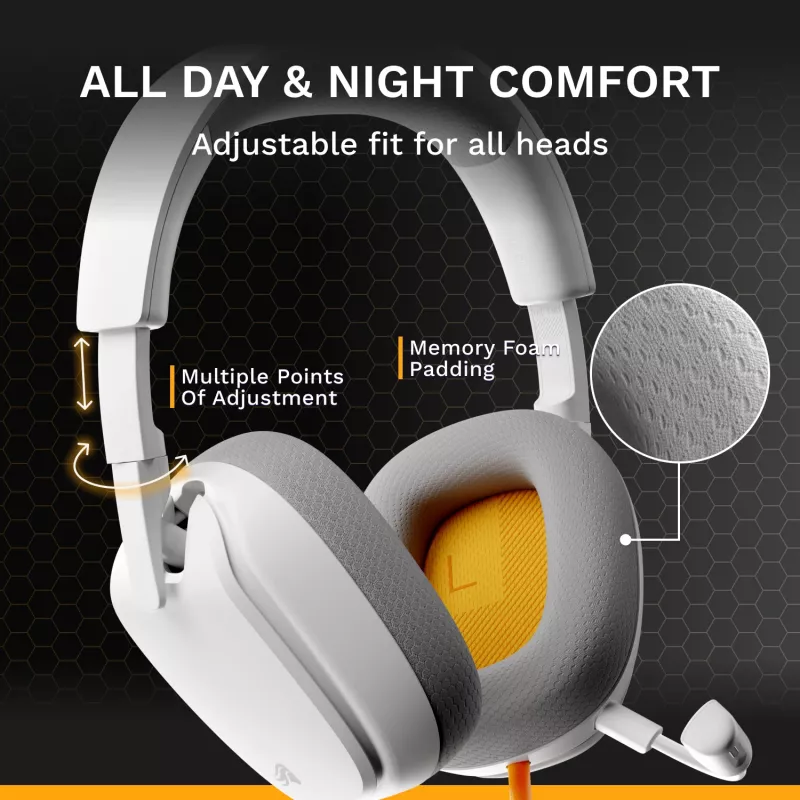 Glorious Gaming Glorious GHS Eternal - auriculares gaming estéreo para PC, PS5, PS4, Xbox, Switch - drivers angulares ajustados específicamente, micrófono extraíble ajustable y cristalino, 3,5 mm - duraderos, comodidad para todo el día y la noche - blanco
