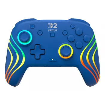 Mando con cable e inalámbrico Turtle Beach Afterglow Wave azul para Nintendo Switch 2 – Bluetooth/USB-C, RGB, batería integrada de 20 horas, cable de 3 m
