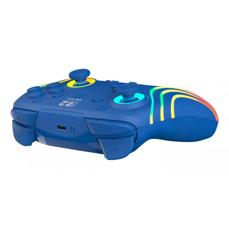Mando con cable e inalámbrico Turtle Beach Afterglow Wave azul para Nintendo Switch 2 – Bluetooth/USB-C, RGB, batería integrada de 20 horas, cable de 3 m