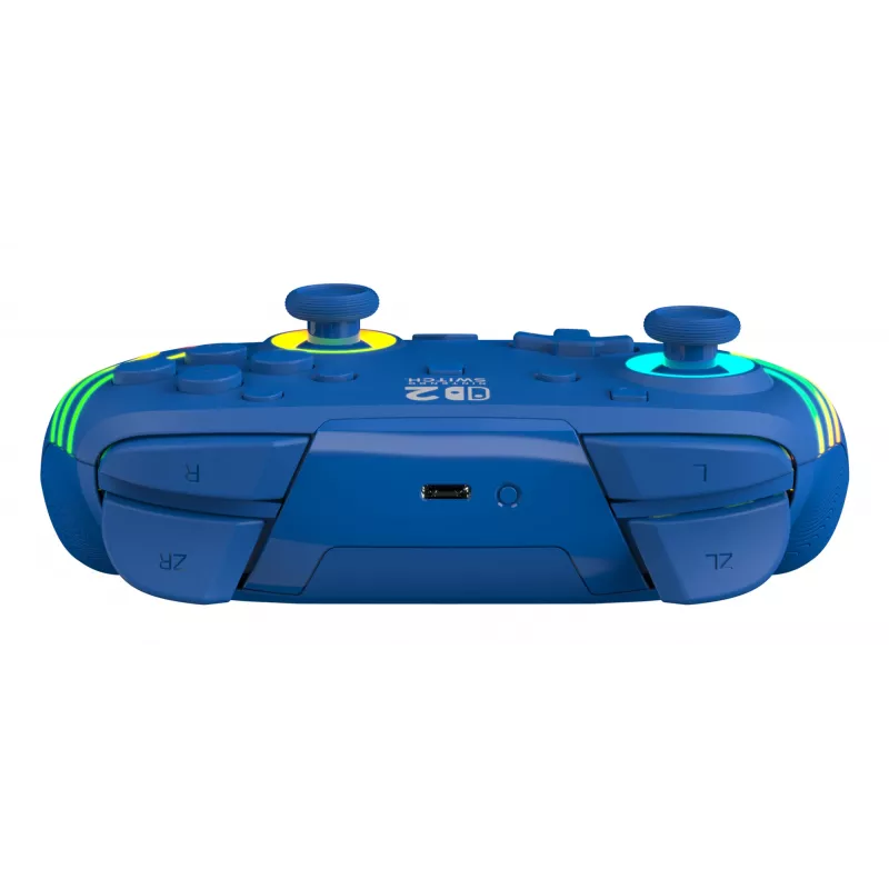 Mando con cable e inalámbrico Turtle Beach Afterglow Wave azul para Nintendo Switch 2 – Bluetooth/USB-C, RGB, batería integrada de 20 horas, cable de 3 m