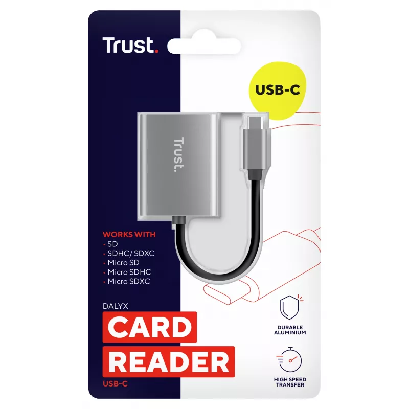 Lector de tarjetas Trust 24136 USB 3.2 Gen 1 (3.1 Gen 1) Type-C Aluminio