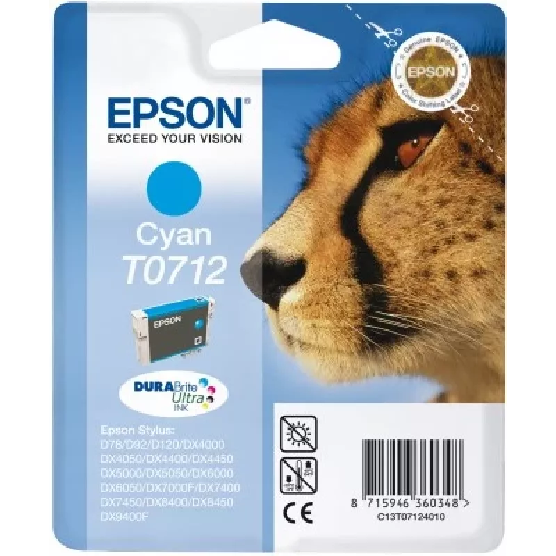 Epson Cheetah pack individual Cian T0712 tinta DURABrite Ultra