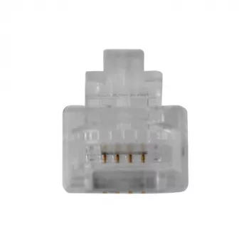 Conector modular ACT RJ11 (6P/4C) para cable redondo con conductores macizos