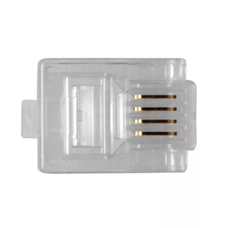 Conector modular ACT RJ11 (6P/4C) para cable redondo con conductores macizos