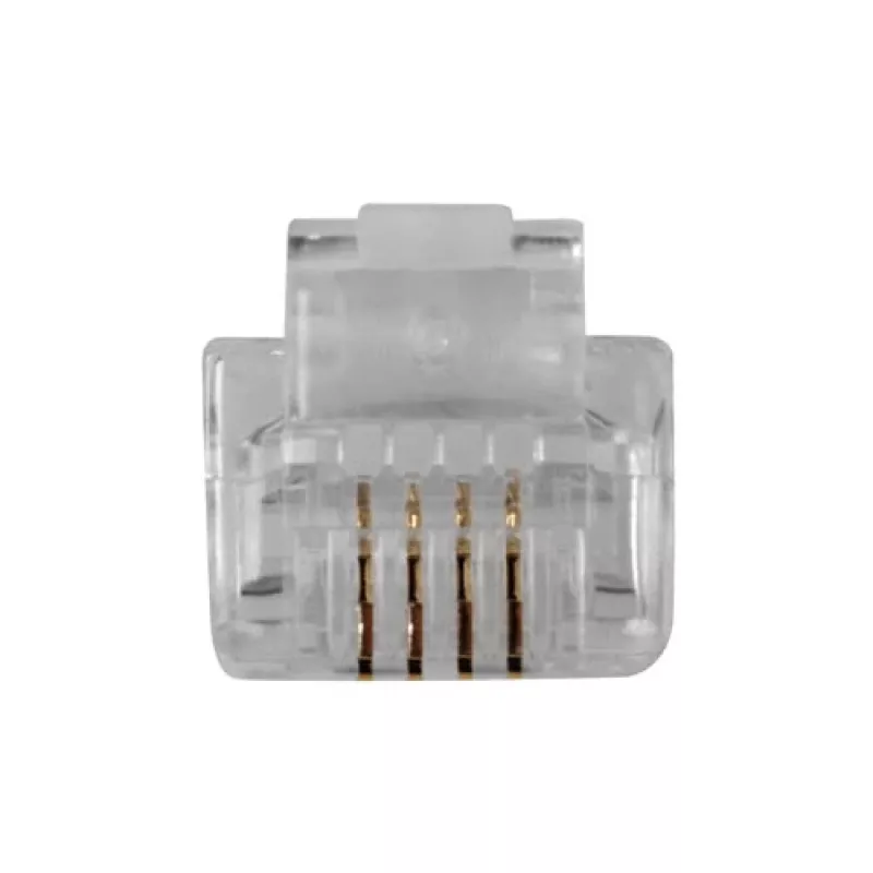 Conector modular ACT RJ11 (6P/4C) para cable redondo con conductores macizos