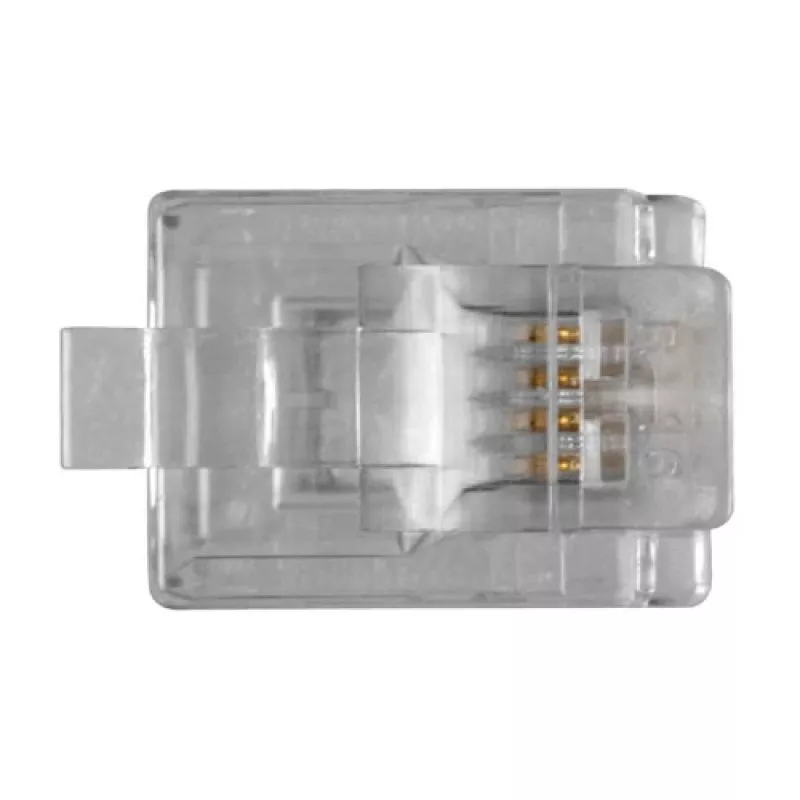 Conector modular ACT RJ11 (6P/4C) para cable redondo con conductores macizos