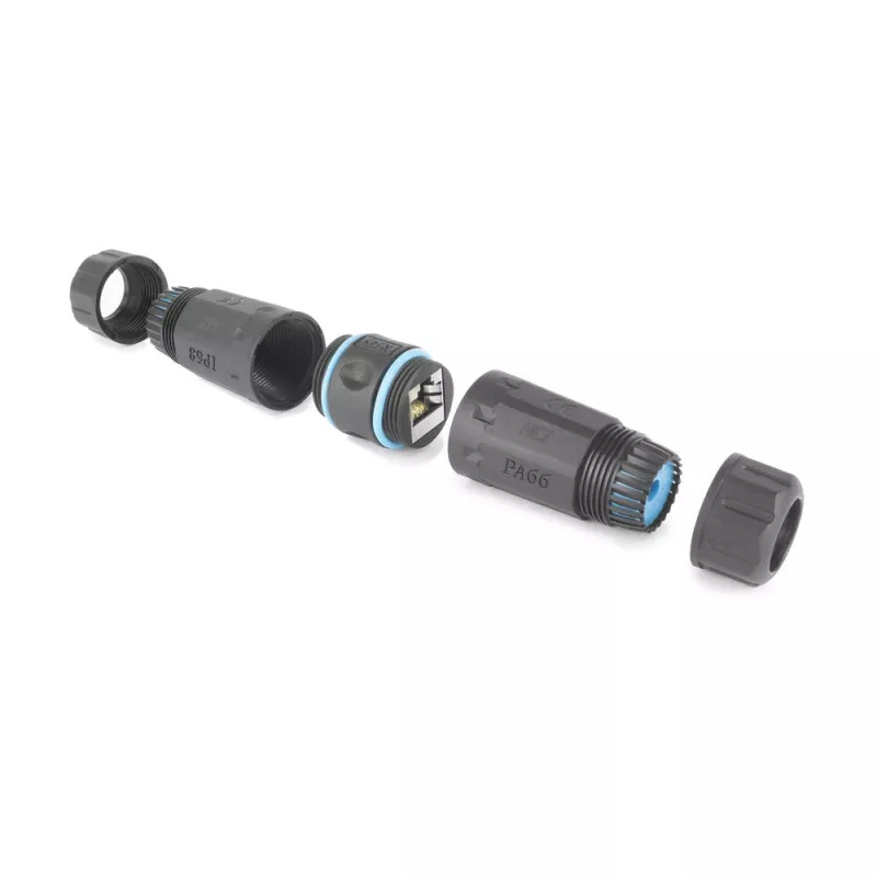 ACT Acoplador RJ45 IP68 para exterior CAT6A blindado SD6522, acoplador Ethernet en línea CAT6A blindado