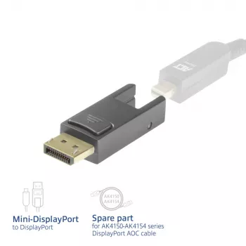 Adaptador de repuesto ACT Mini DisplayPort a DisplayPort para cables DisplayPort ópticos activos con conector desmontable