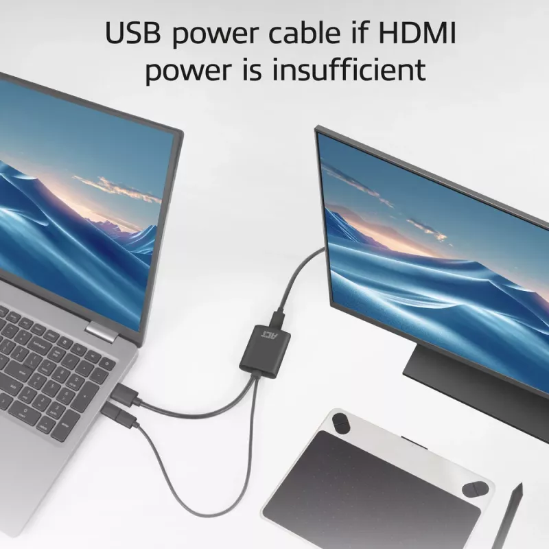 ACT Adaptador HDMI a conector hembra USB Type-C, 4K@60Hz. Longitud del cable: 0,25 m, conexión 1: USB Type-C, conexión 2: HDMI + USB. Cantidad por paquete: 1 ud.
