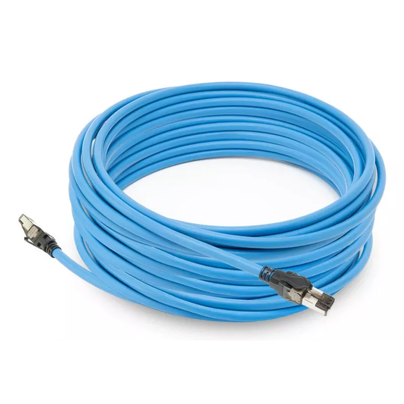 ACT Cable de instalación azul S/FTP CAT6A B2ca PoE++ 100W de 20 metros, conductor macizo, preensamblado, conector RJ45 macho – macho