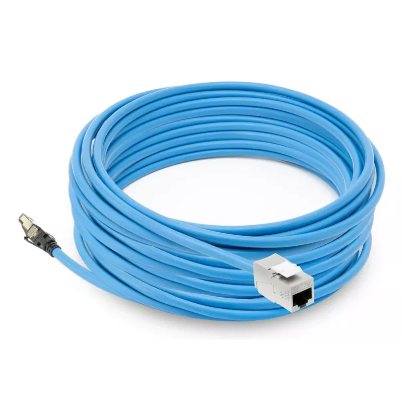 ACT Azul 25 metros S/FTP CAT6A B2ca PoE++ 100W cable de instalación sólido preensamblado, RJ45 macho – hembra