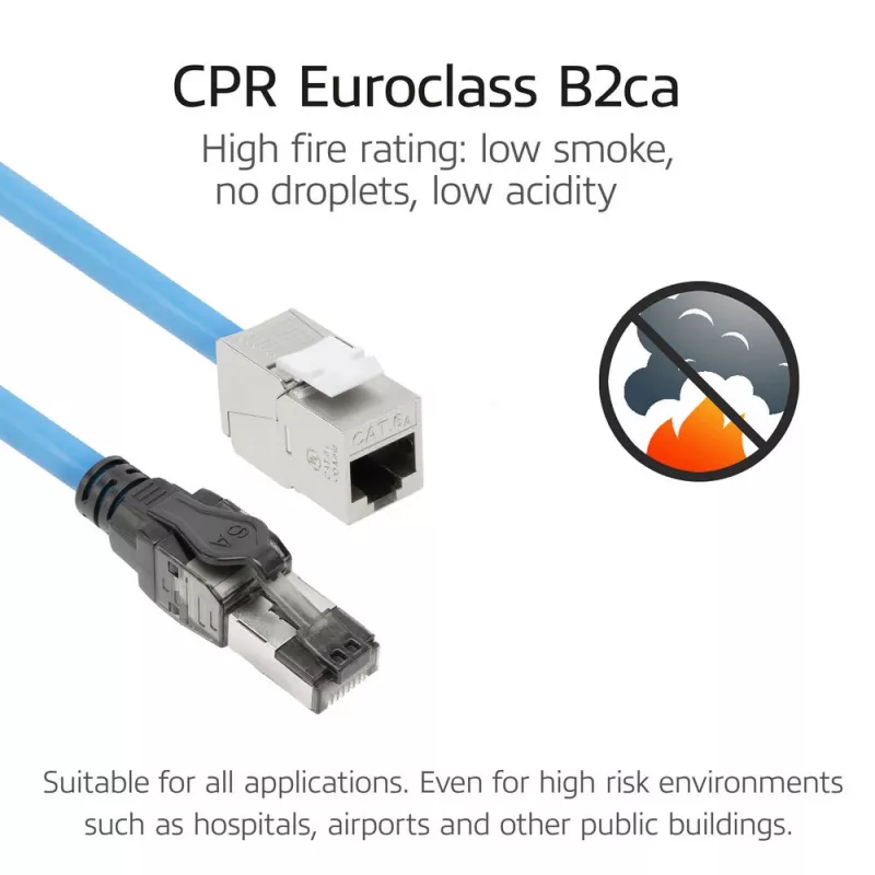 ACT CAT6A S/FTP B2ca PoE++ 100W cable de instalación sólido preensamblado con RJ45 macho–hembra, 55 m (FB0155)