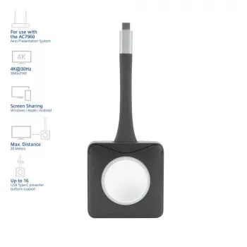 ACT Aero 4K Presenter Button, kit de botones, negro, 1 ud., 3840 x 2160, Aero 4K sistema de presentación inalámbrico, 0 - 40 °C
