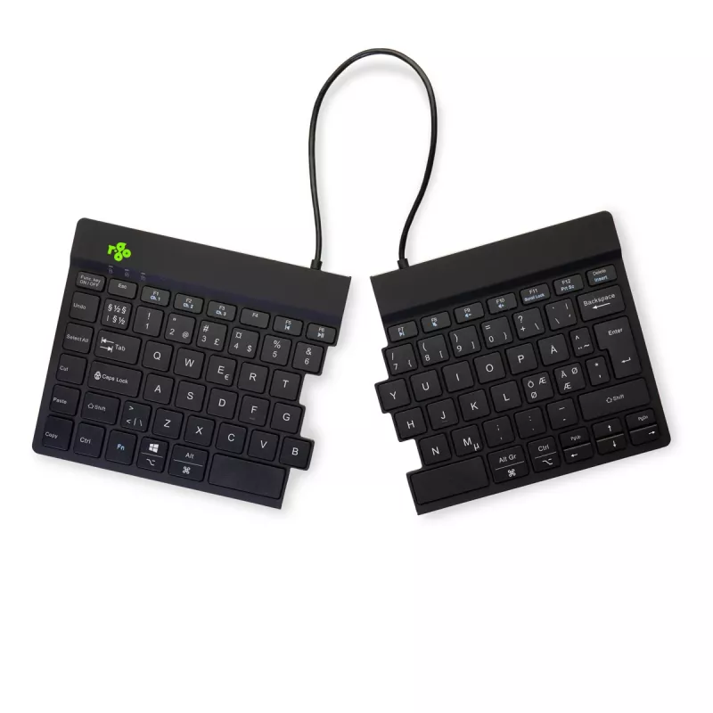 R-Go Tools teclado ergonómico R-Go Split Break con software de pausas, teclado ergonómico dividido, QWERTY (NÓRDICO), Bluetooth, negro