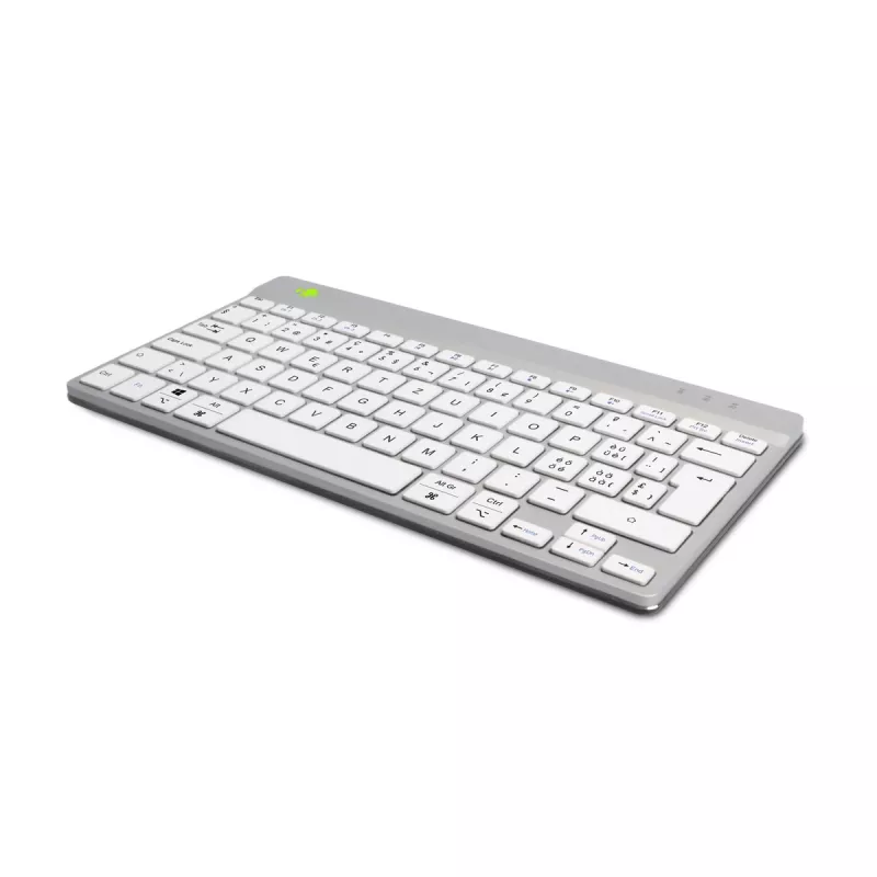 R-Go Tools teclado ergonómico R-Go Compact Break, teclado compacto con software de pausas, QWERTZ (CH), Bluetooth, blanco