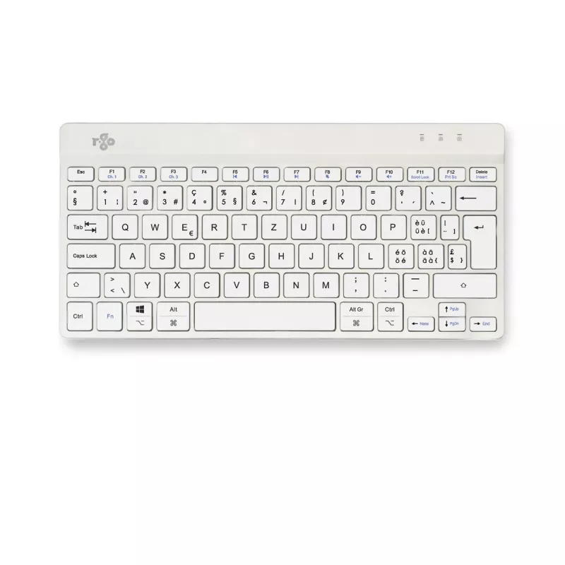 R-Go Tools teclado ergonómico R-Go Compact Break, teclado compacto con software de pausas, QWERTZ (CH), Bluetooth, blanco