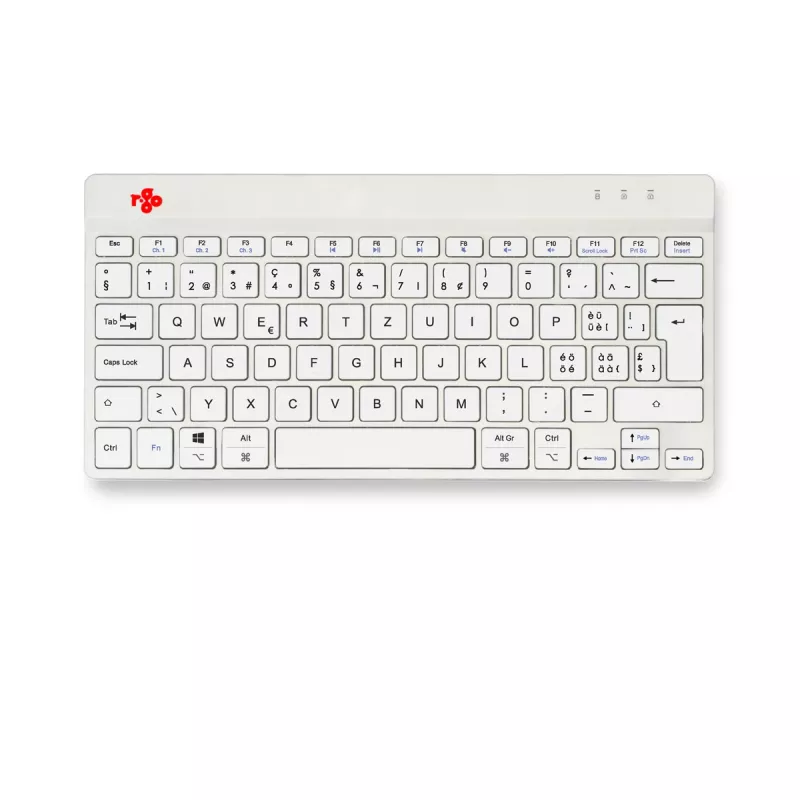 R-Go Tools teclado ergonómico R-Go Compact Break, teclado compacto con software de pausas, QWERTZ (CH), Bluetooth, blanco