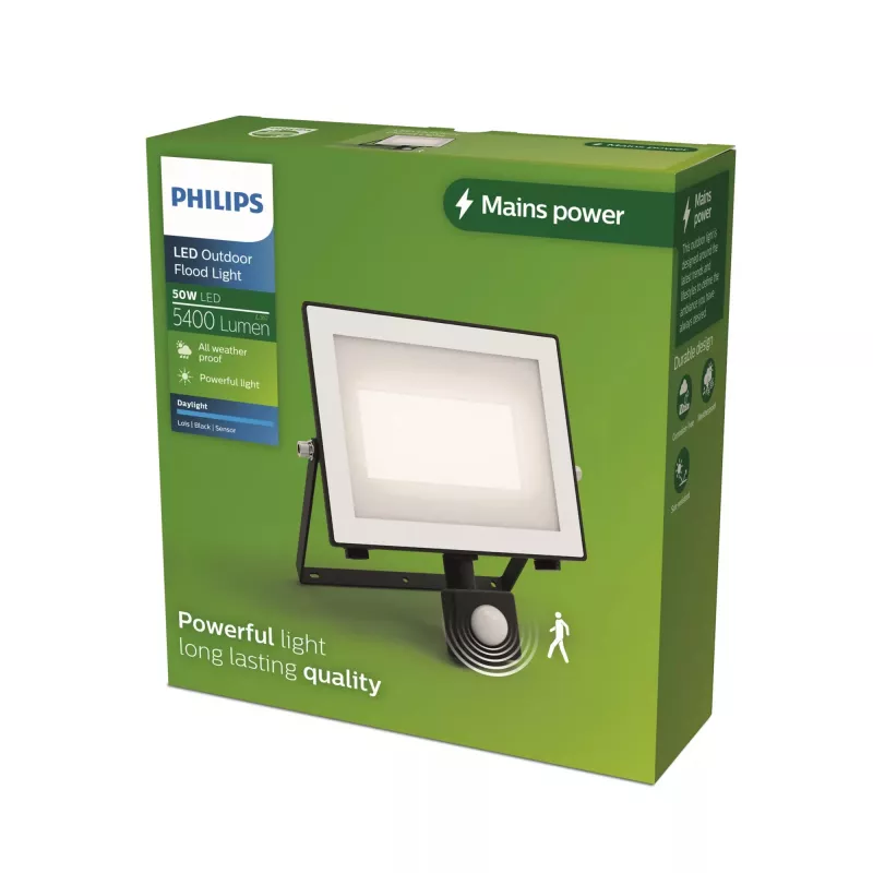 Aplique de exterior Philips Lois 50W LED, negro, carcasa de metal, LED no reemplazable, 220–240V