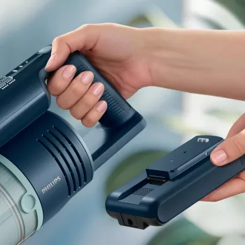 Aspirador de escoba Philips XC5242/10 — a batería, sin bolsa, depósito de polvo de 0,27 L, Li‑Ion 25,2 V, para suelos duros y blandos (salvia)