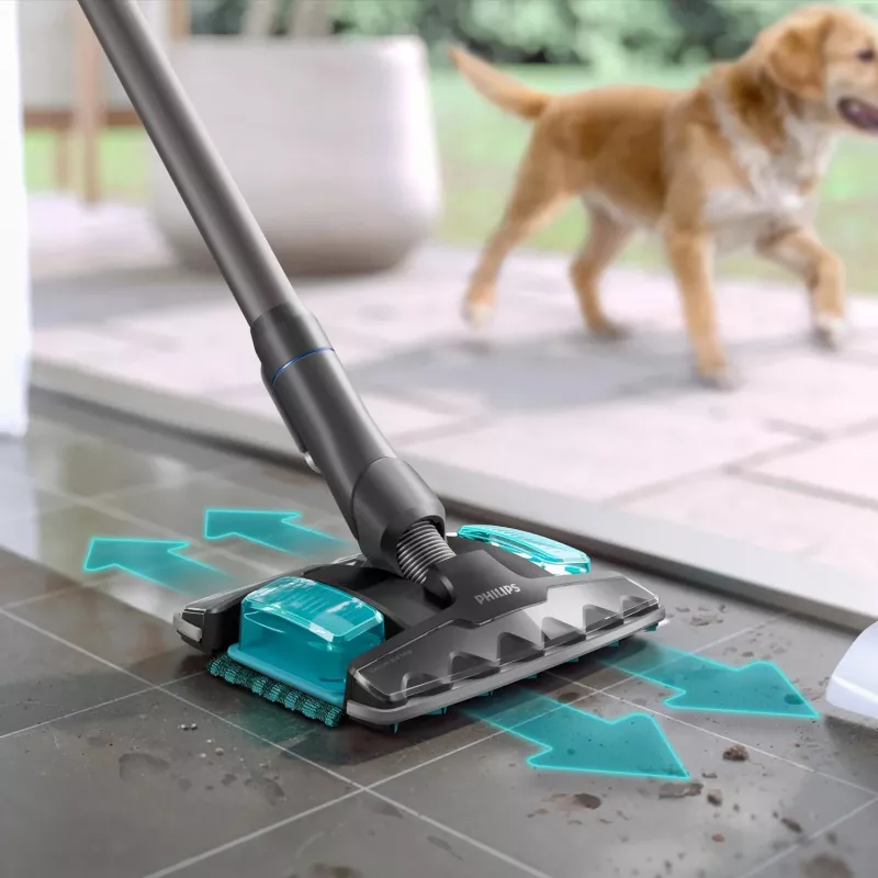 Aspirador de escoba 2 en 1 Philips XC8155/01 — limpiador a batería en seco y húmedo sin bolsa, 25,2 V, depósito de polvo de 0,6 l, azul