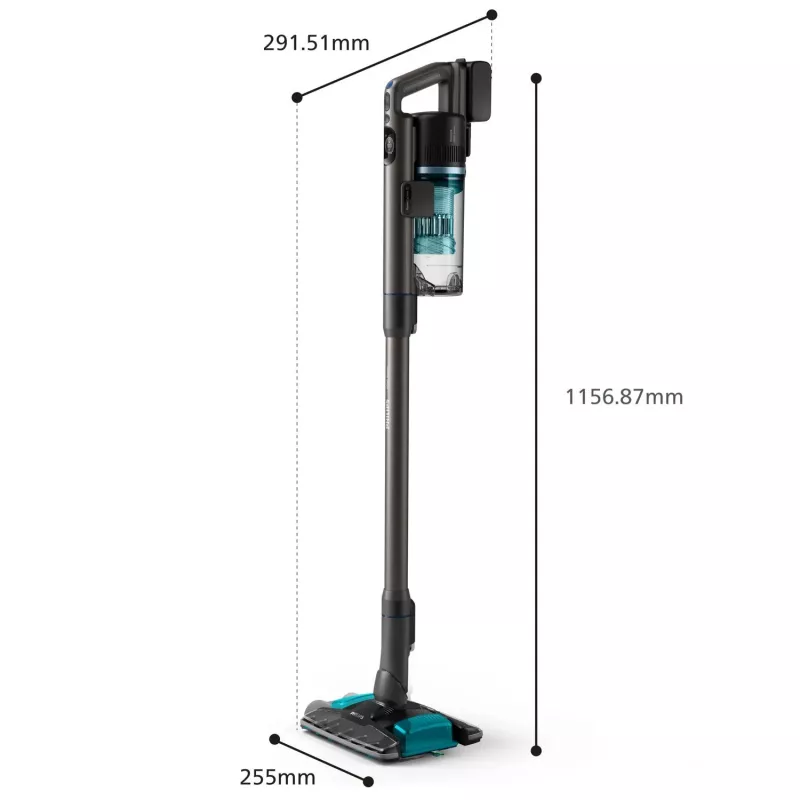 Aspirador de escoba 2 en 1 Philips XC8155/01 — limpiador a batería en seco y húmedo sin bolsa, 25,2 V, depósito de polvo de 0,6 l, azul