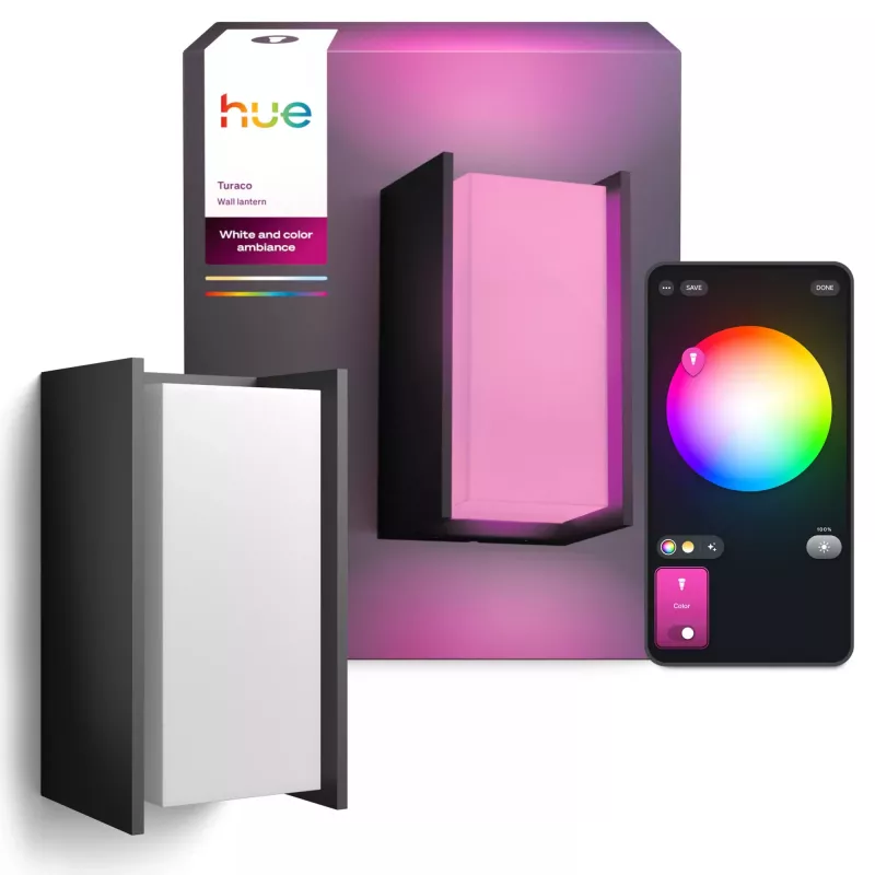 Lámpara de pared exterior Signify Philips Hue Turaco — White & Colour Ambience, antracita, Bluetooth/Zigbee, aluminio