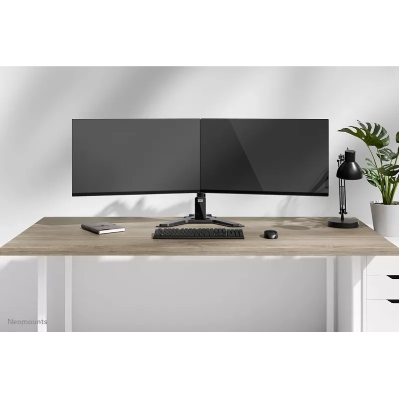 Soporte de doble monitor Neomounts DS45-600BL2 para pantallas de 10–32 inch, compatible con 2 pantallas, máx. 6 kg, VESA 75x75–100x100, de sobremesa, negro