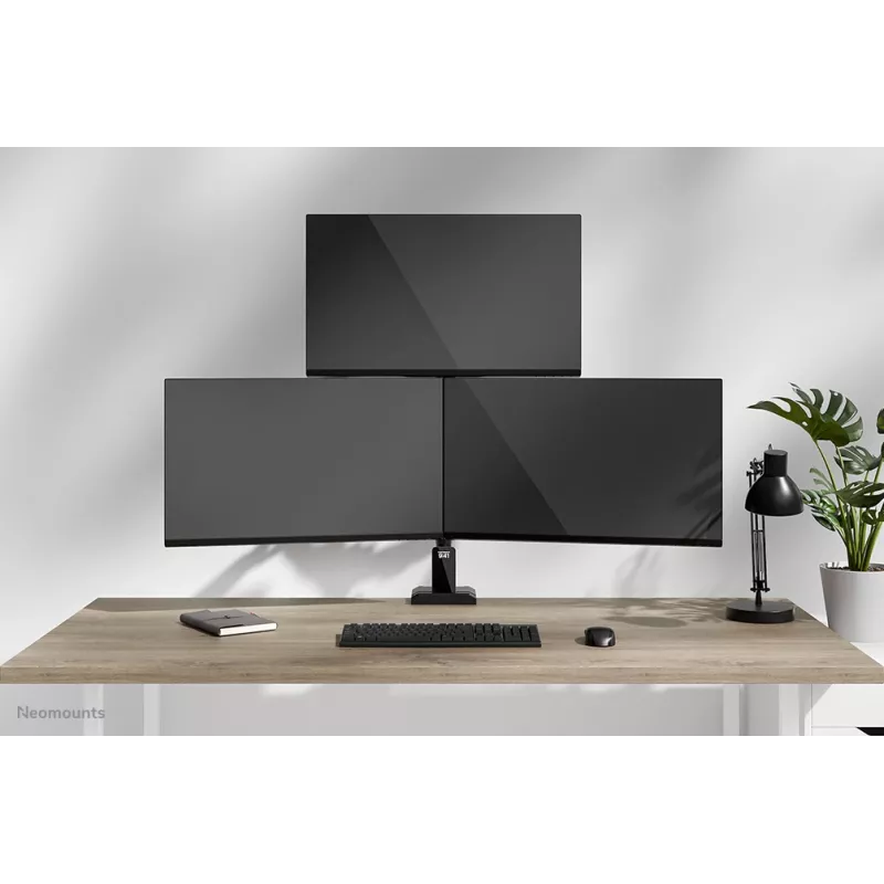 Brazo de triple monitor Neomounts DS60-600BL2-1 25,4–81,3 cm (10–32 inch), pinza de mesa/pasacables de mesa, 9 kg, 25,4 cm (10 inch), 81,3 cm (32 inch), 100 x 100 mm, negro