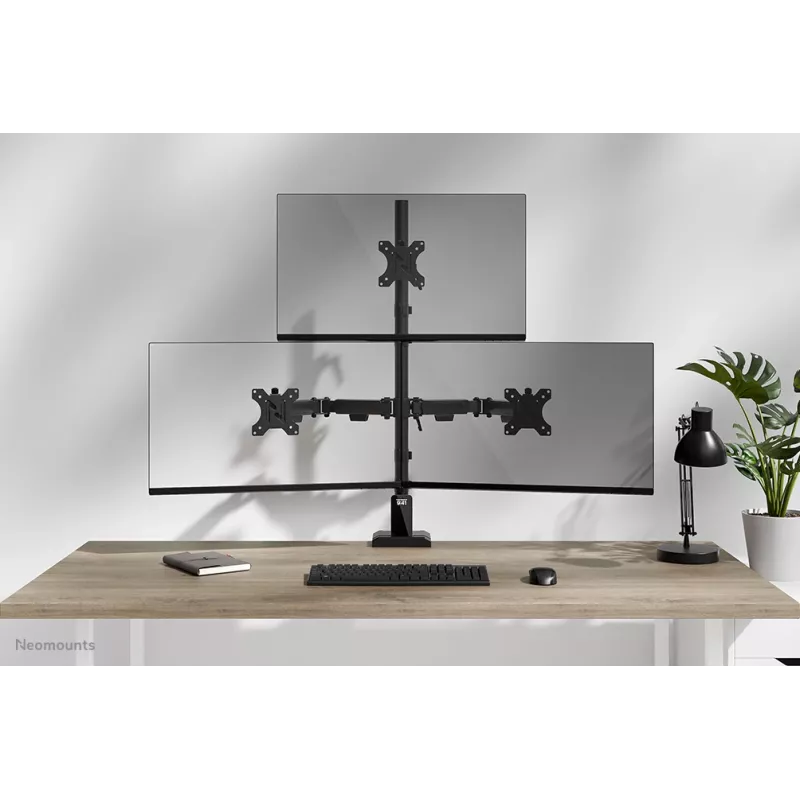 Brazo de triple monitor Neomounts DS60-600BL2-1 25,4–81,3 cm (10–32 inch), pinza de mesa/pasacables de mesa, 9 kg, 25,4 cm (10 inch), 81,3 cm (32 inch), 100 x 100 mm, negro