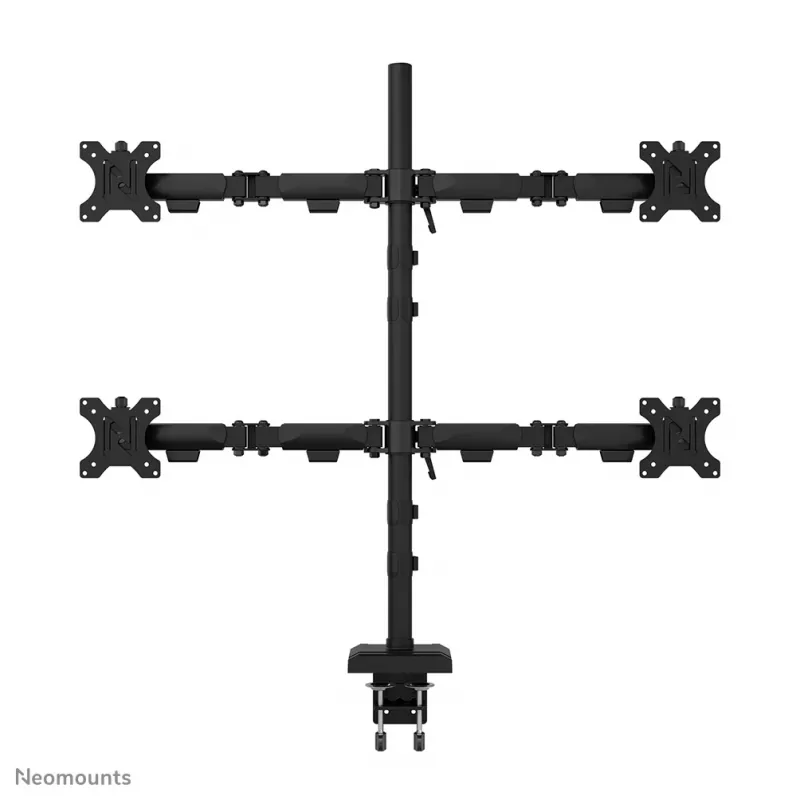 Brazo de cuádruple monitor Neomounts DS60-600BL2-2 para pantallas de 10–32 inch, VESA 75x75–100x100, capacidad de carga máx. 8 kg, pinza/pasacables de mesa, negro
