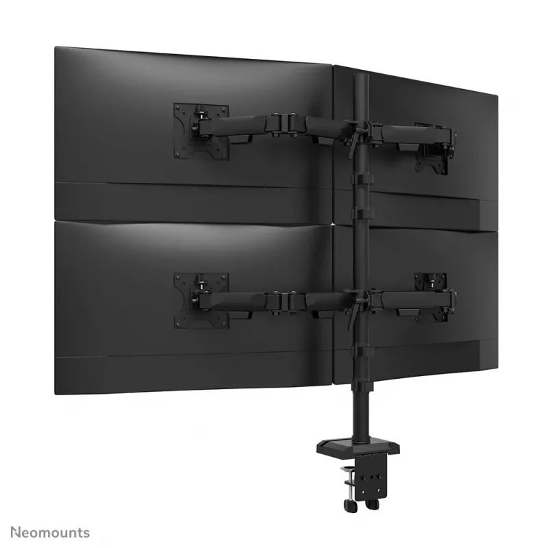 Brazo de cuádruple monitor Neomounts DS60-600BL2-2 para pantallas de 10–32 inch, VESA 75x75–100x100, capacidad de carga máx. 8 kg, pinza/pasacables de mesa, negro