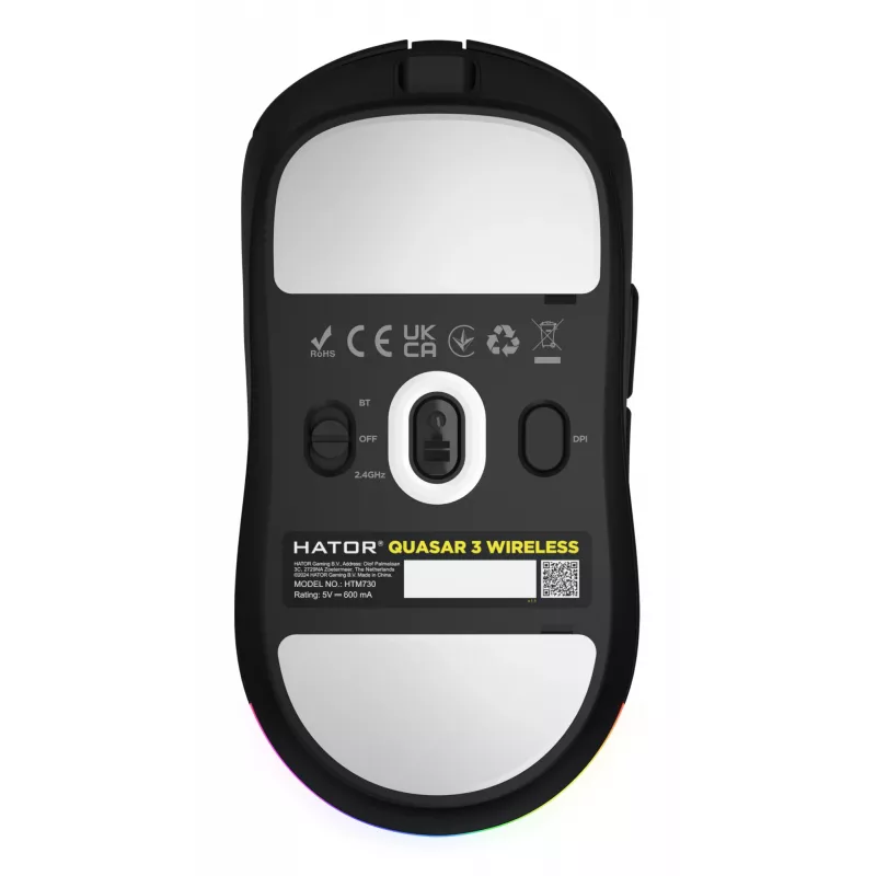 Ratón gaming inalámbrico HATOR Quasar 3 Ambidiestro RF Wireless + Bluetooth + USB Type-A Óptico 12000 DPI