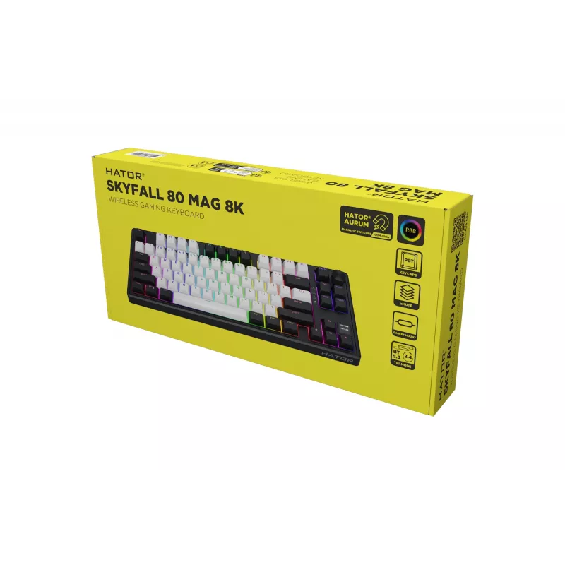 Teclado gaming inalámbrico HATOR Skyfall 80 MAG ULTIMA 8K USB + RF Wireless + Bluetooth QWERTY US English Negro, Blanco