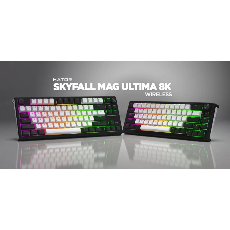 Teclado gaming inalámbrico HATOR Skyfall 80 MAG ULTIMA 8K USB + RF Wireless + Bluetooth QWERTY US English Negro, Blanco