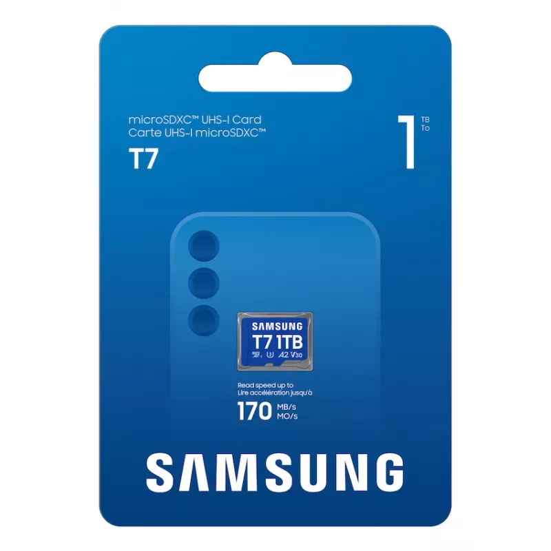 Tarjeta microSD Samsung T7, 1 TB, MicroSDXC, UHS-I, 170 MB/s, Clase 3 (U3), V30