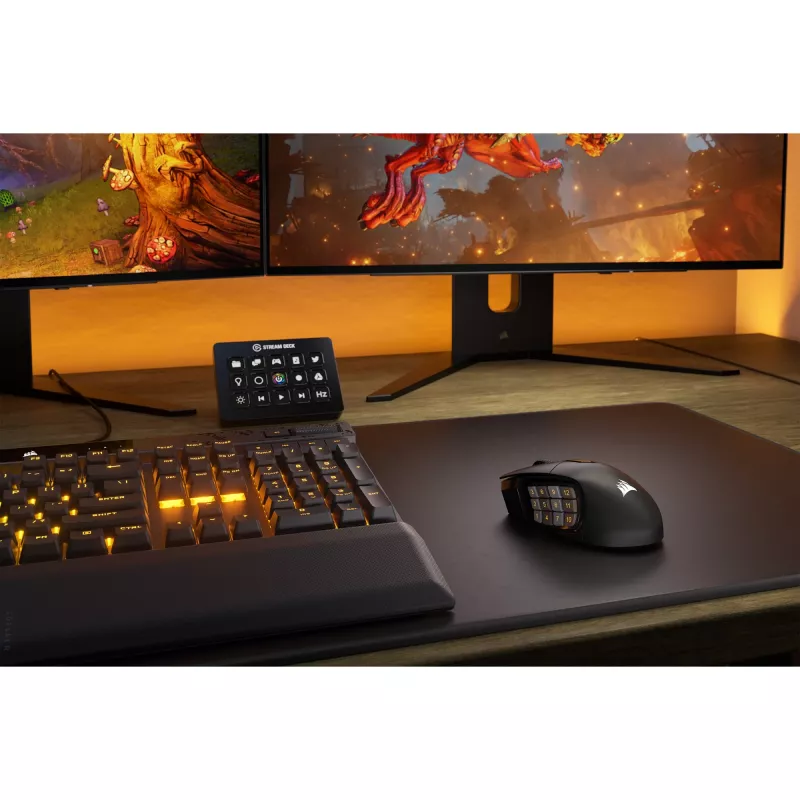 Corsair SCIMITAR ELITE WIRELESS ratón gaming para diestros RF inalámbrico + Bluetooth + USB Type-C óptico 26000 DPI