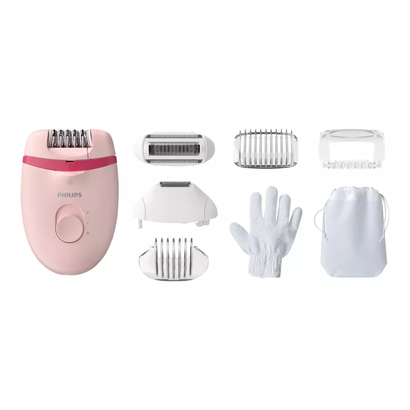 Philips Satinelle Essential BRE285/00 depiladora con cable, blanco/rosa