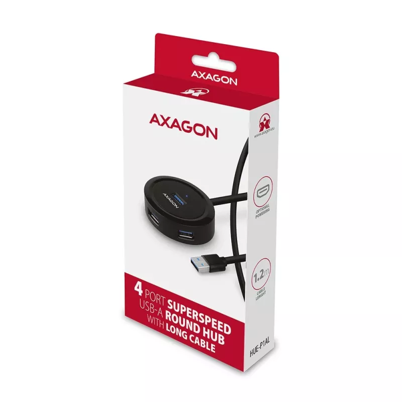 Hub AXAGON HUE-P1AL 4 puertos USB 3.2 Gen 1 REDONDO